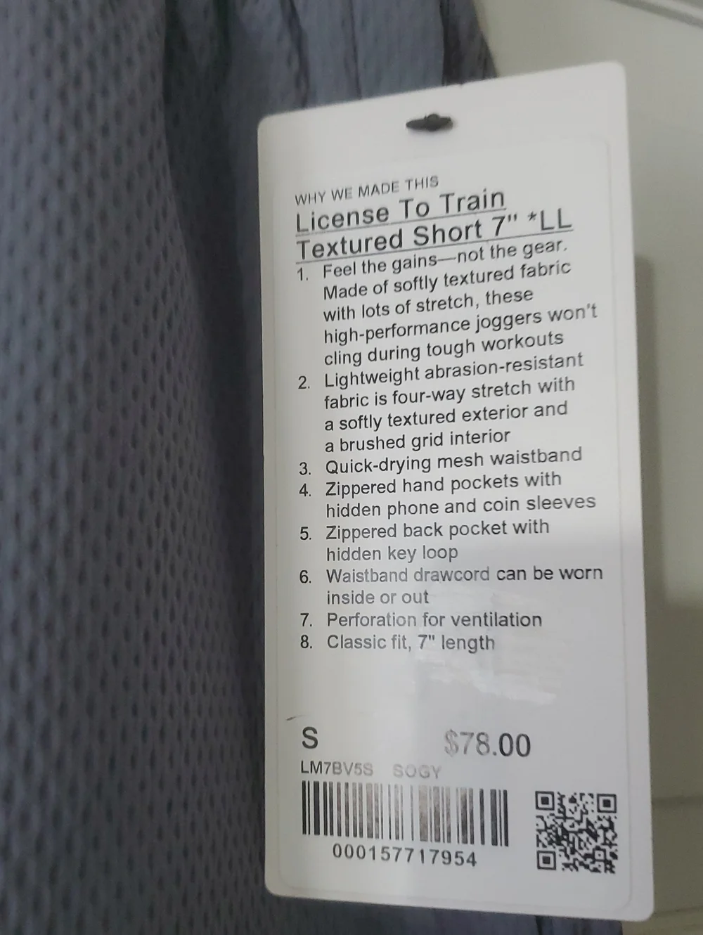 NWT lululemon License To Train Textured Short  7in Men’s S Solar Gray Shorts